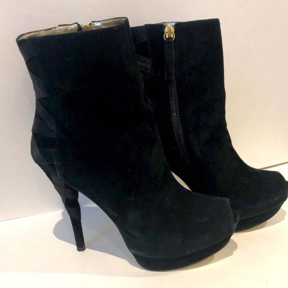Bebe Black Suede Booties